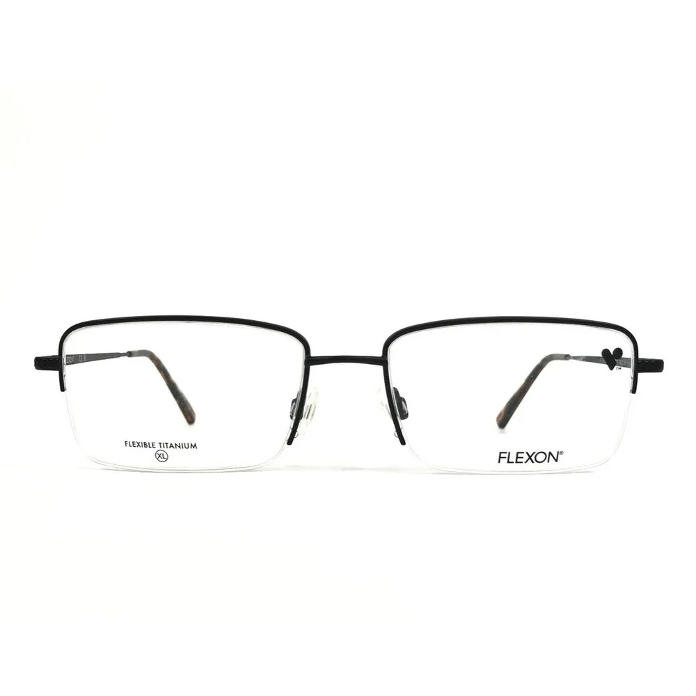 Flexon Eyeglasses Frames H6073 002 Satin Black Matte Titanium 56-18-145